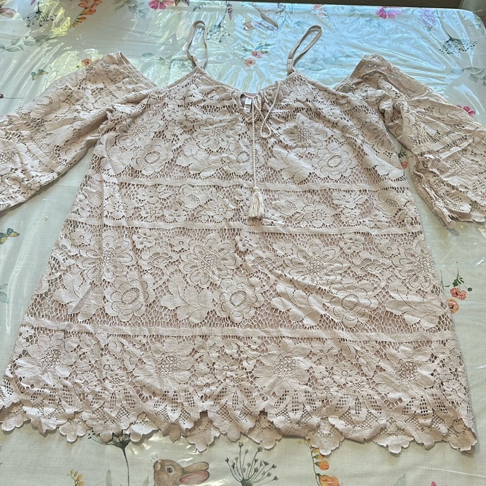 Pink Lace Mini Flowy Dress
